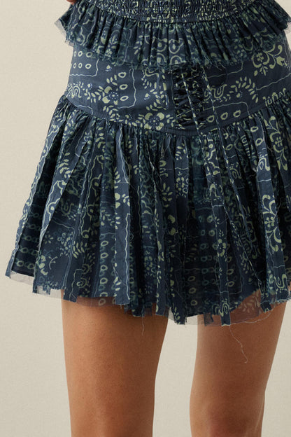 Blooming Bandana Floral Drop-Waist Mini Skort