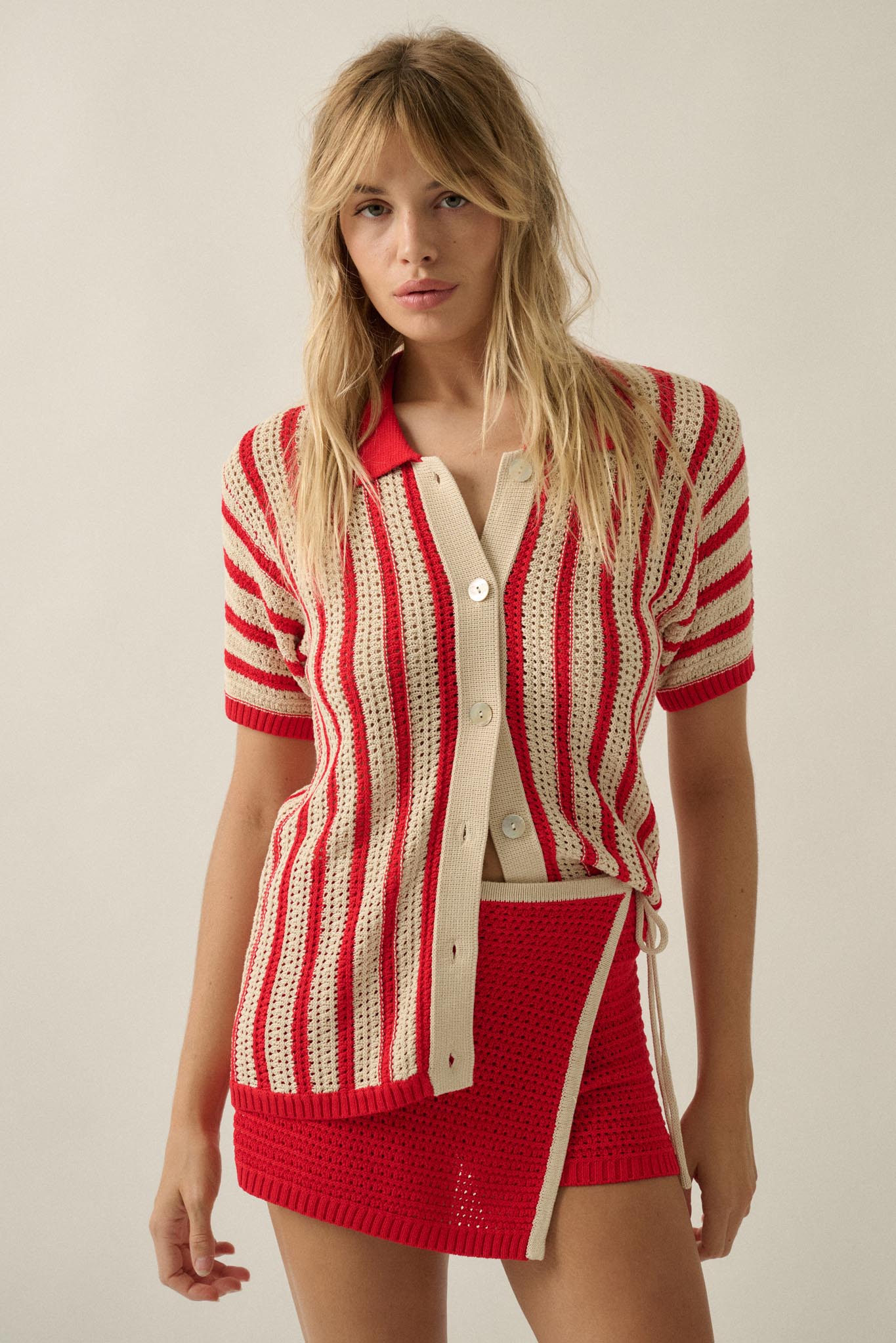 Easy Days Crochet-Knit Wrap Mini Sweater Skort