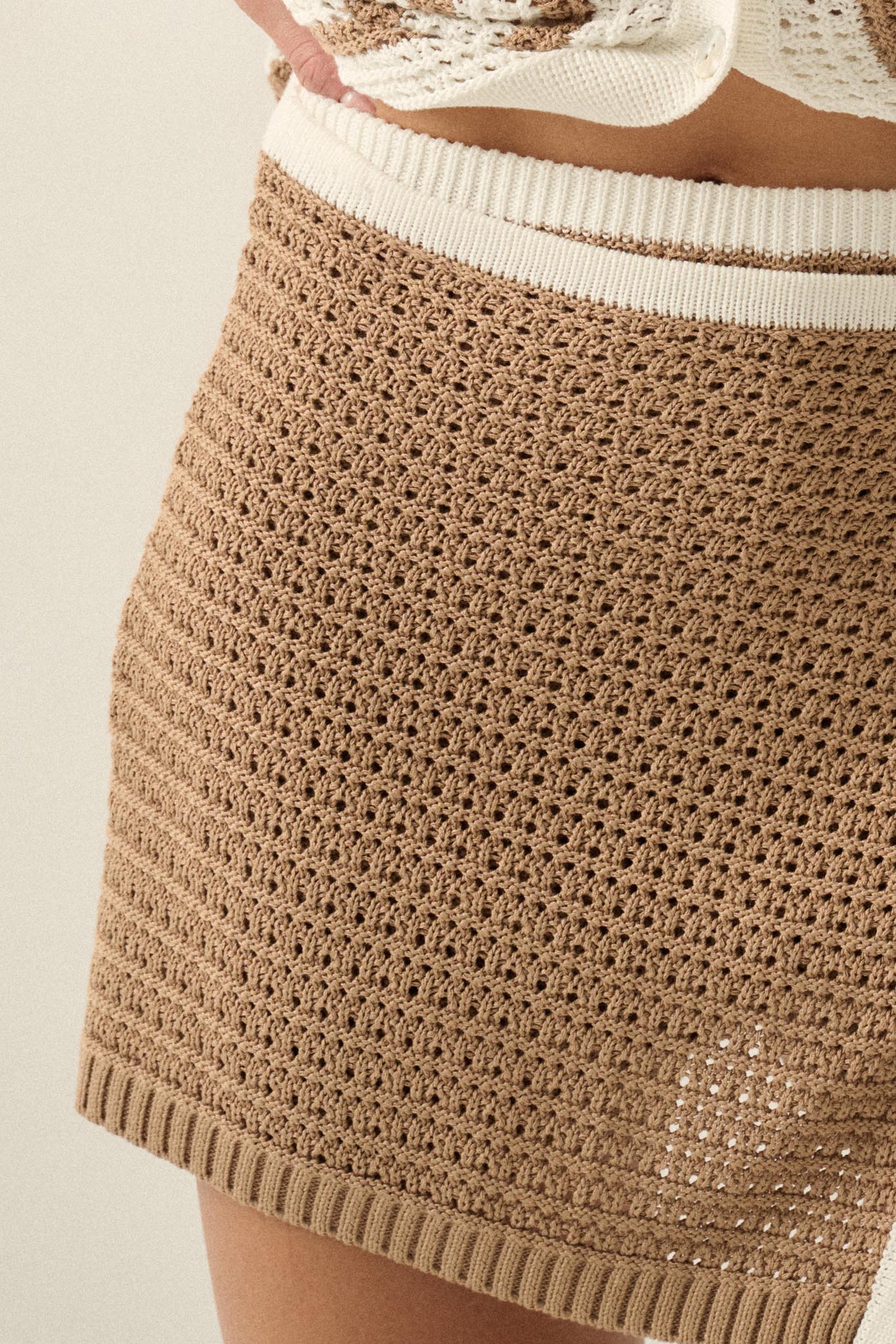 Easy Days Crochet-Knit Wrap Mini Sweater Skort