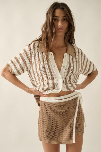 Easy Days Crochet-Knit Wrap Mini Sweater Skort