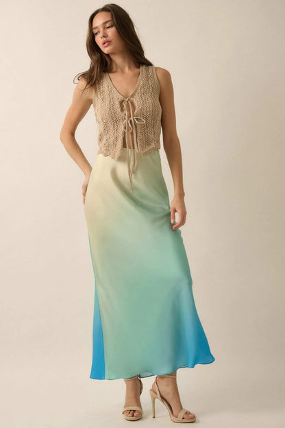 Made in the Shades Ombre Satin Maxi Skirt