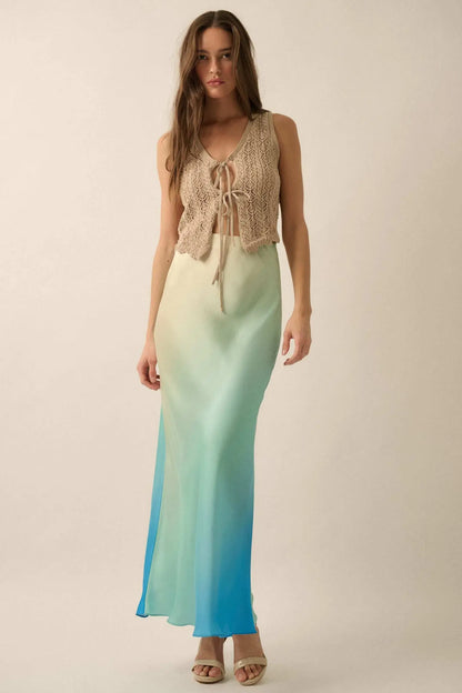 Made in the Shades Ombre Satin Maxi Skirt
