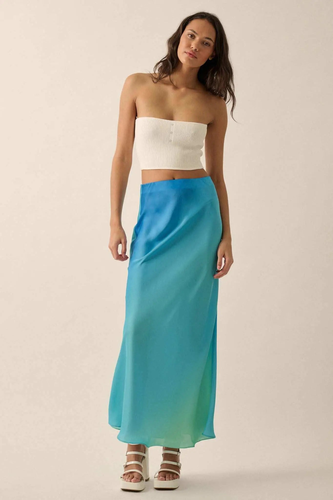 Made in the Shades Ombre Satin Maxi Skirt