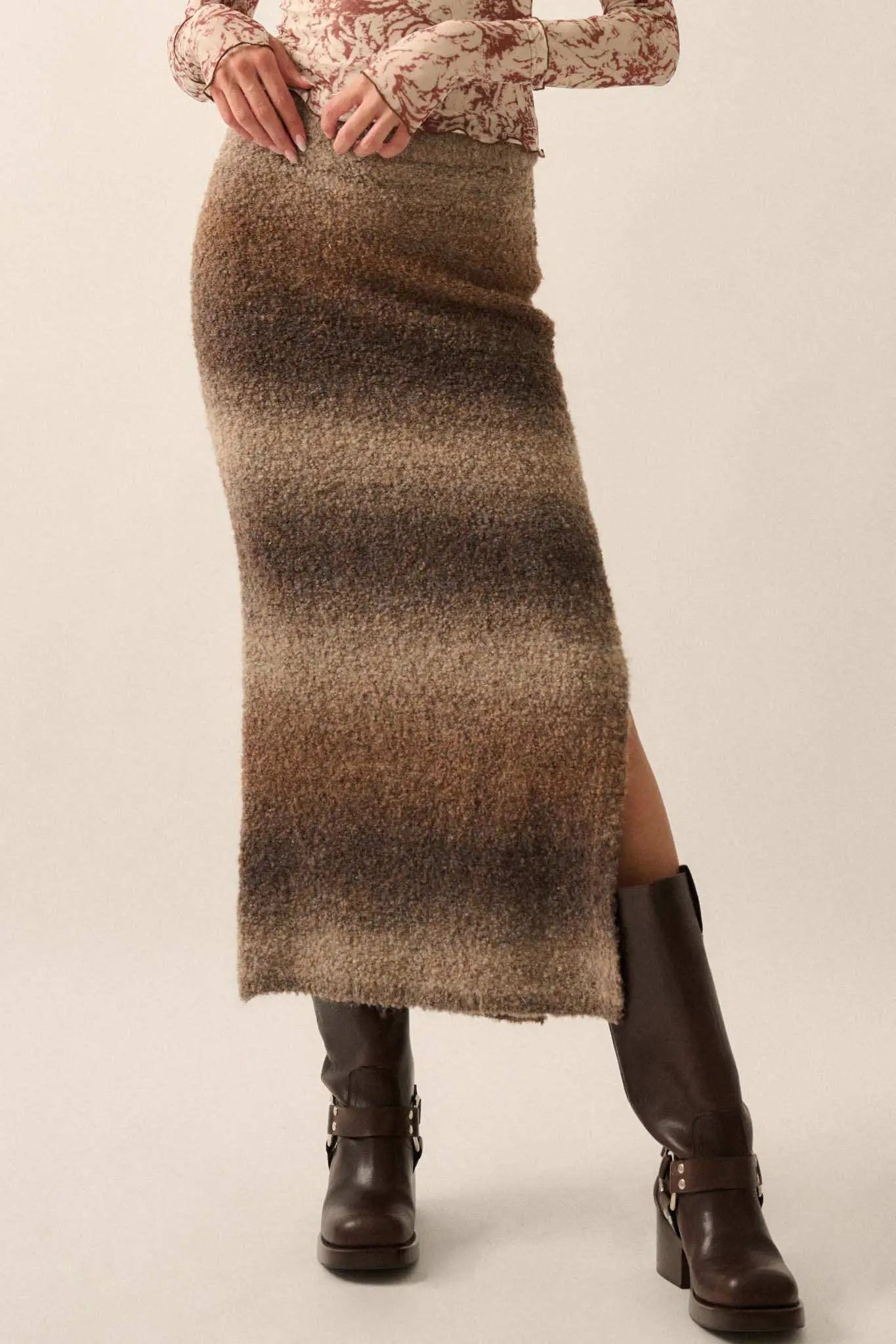 Hue Are You Ombre Knit Maxi Sweater Skirt
