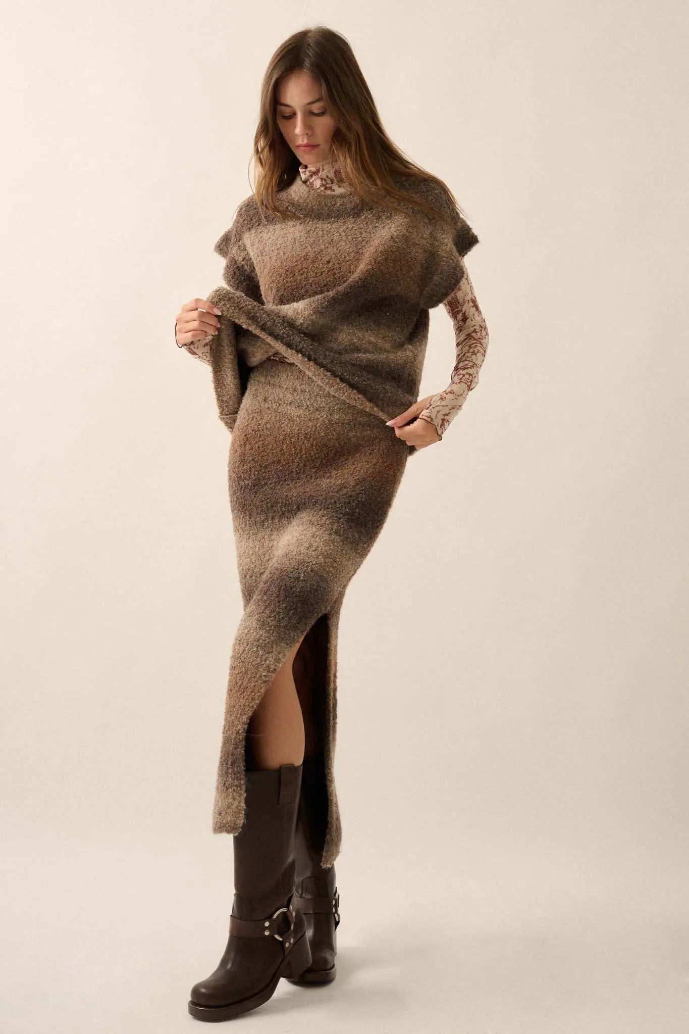 Hue Are You Ombre Knit Maxi Sweater Skirt