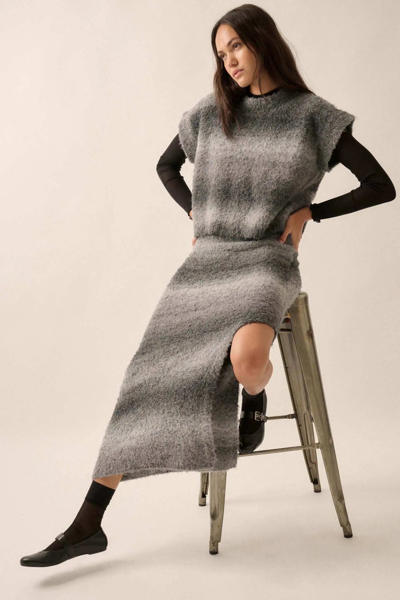 Hue Are You Ombre Knit Maxi Sweater Skirt