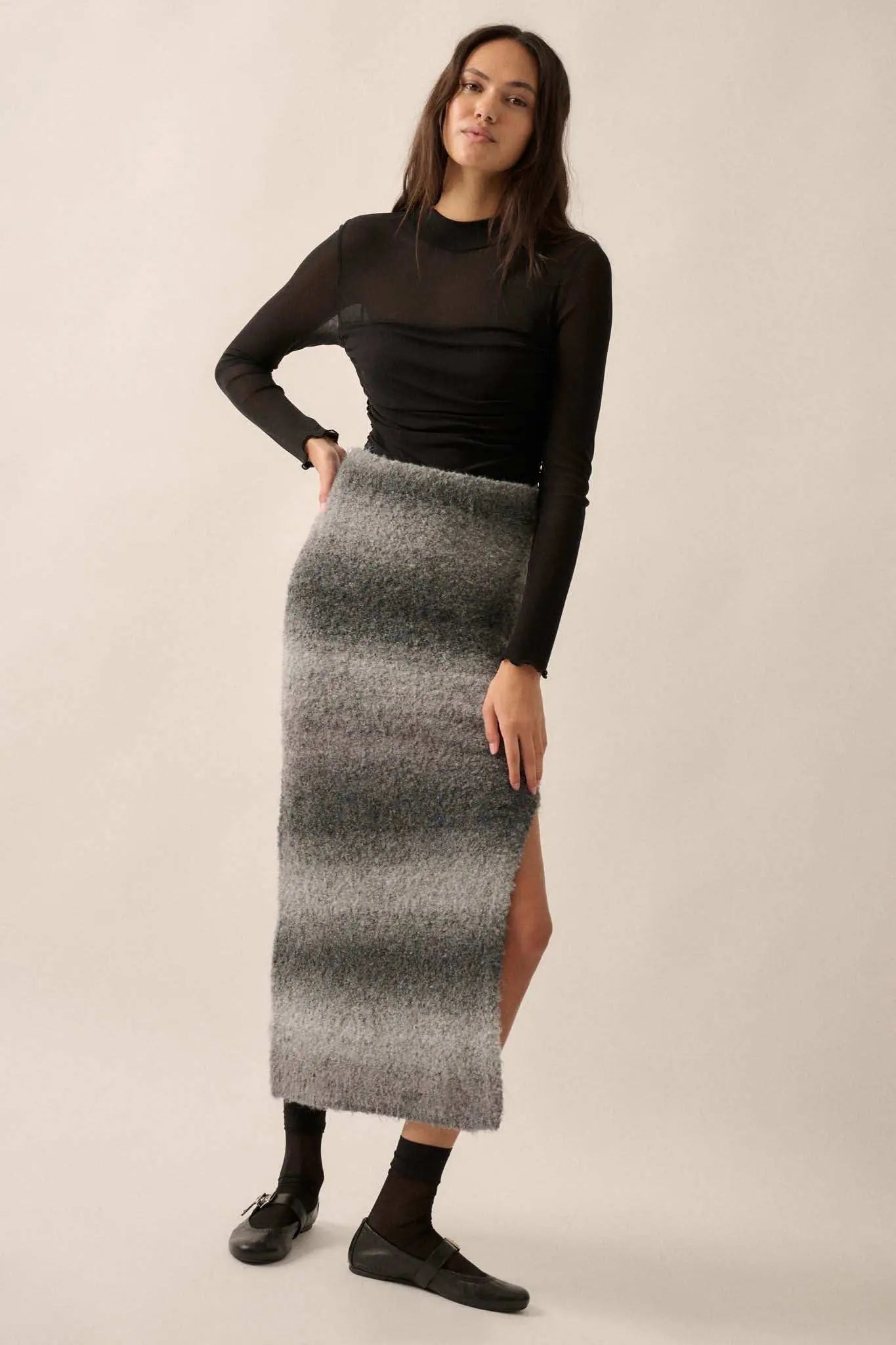 Hue Are You Ombre Knit Maxi Sweater Skirt