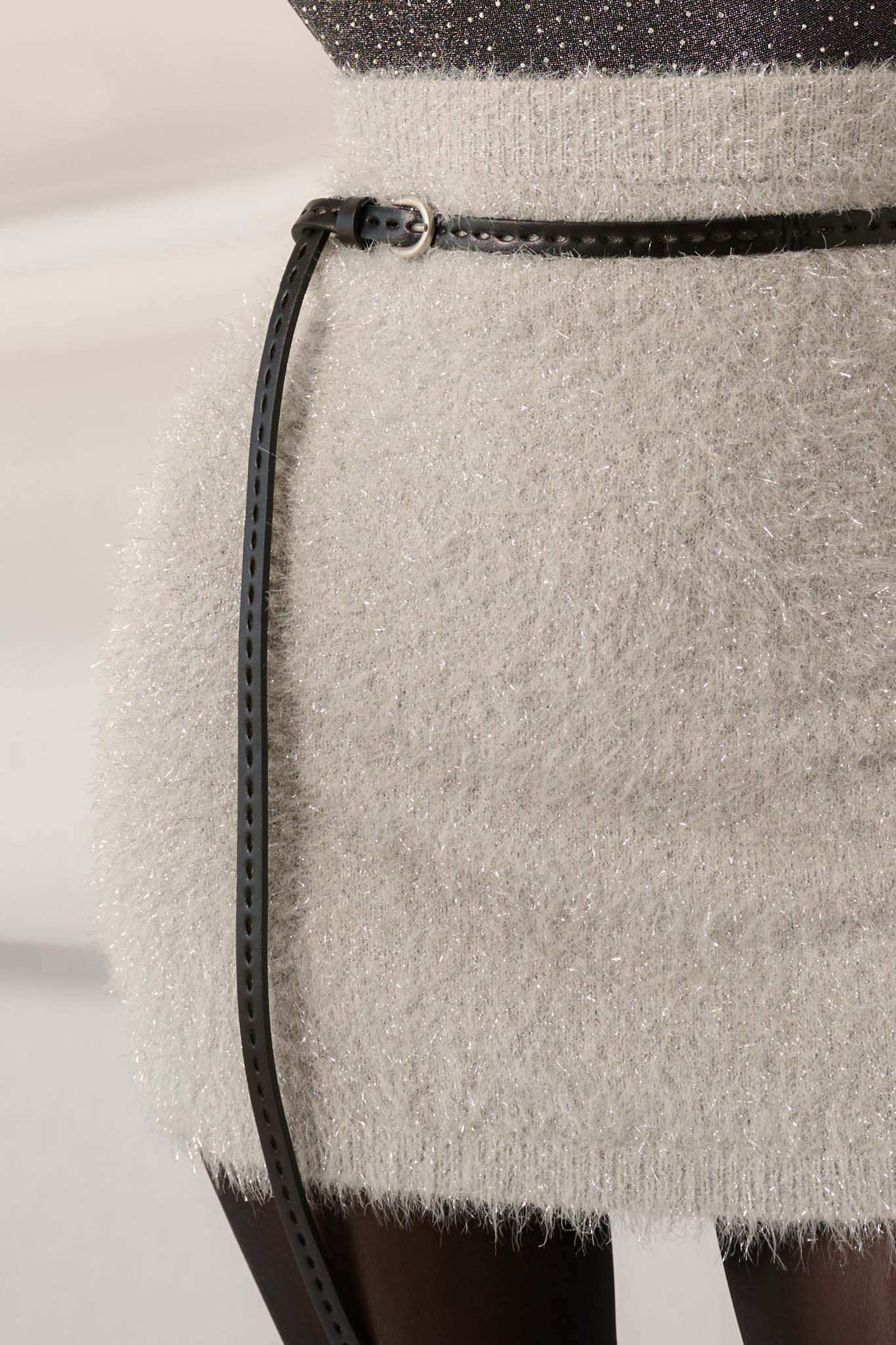 Let It Snow Metallic Fuzzy Knit Mini Skirt