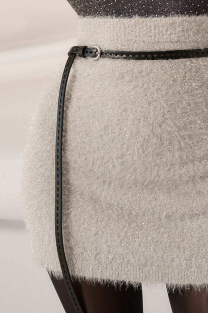 Let It Snow Metallic Fuzzy Knit Mini Skirt