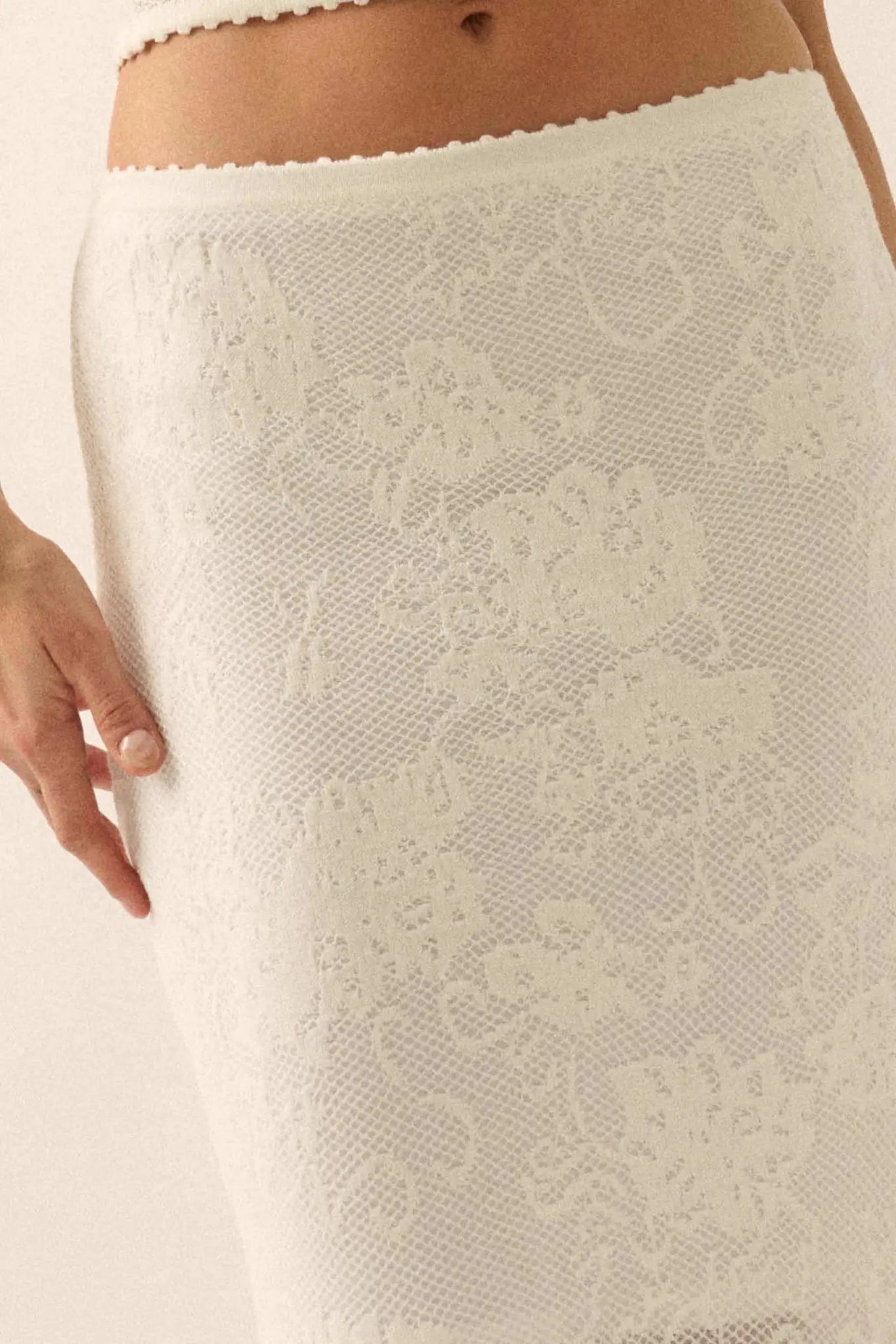Beguiling Blooms Floral Lace Mermaid Maxi Skirt
