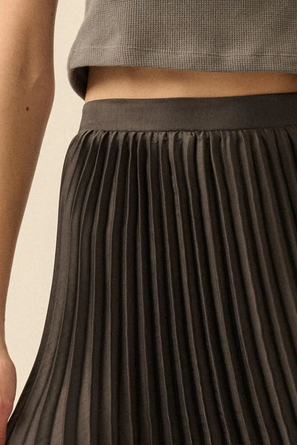 Sleek Pleats Asymmetrical Pleated Satin Skirt