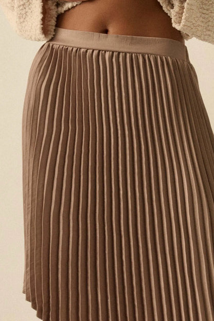 Sleek Pleats Asymmetrical Pleated Satin Skirt