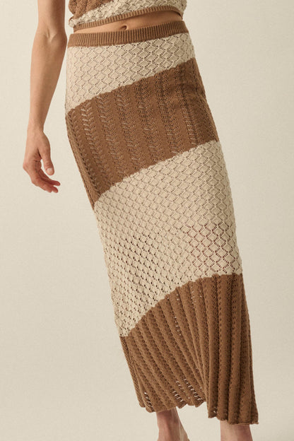 Horizon Line Colorblock Crochet-Knit Maxi Skirt