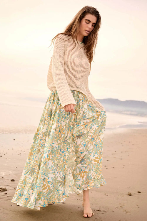 Blooming Bounty Floral Crepe Buttoned Maxi Skirt