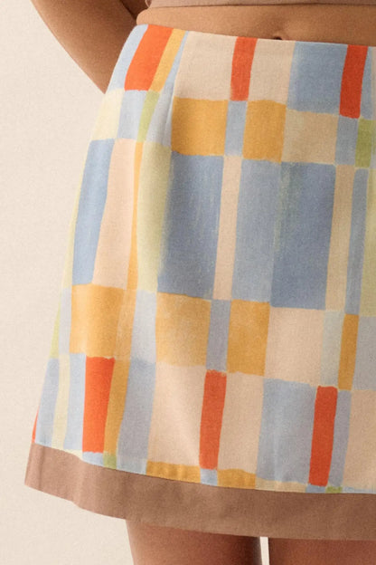 Bright Idea Multicolor Check A-Line Mini Skirt
