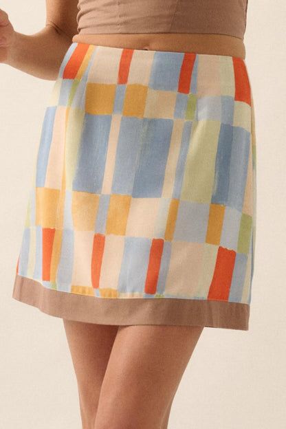 Bright Idea Multicolor Check A-Line Mini Skirt