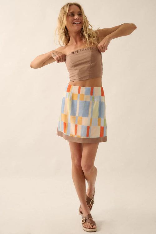 Bright Idea Multicolor Check A-Line Mini Skirt