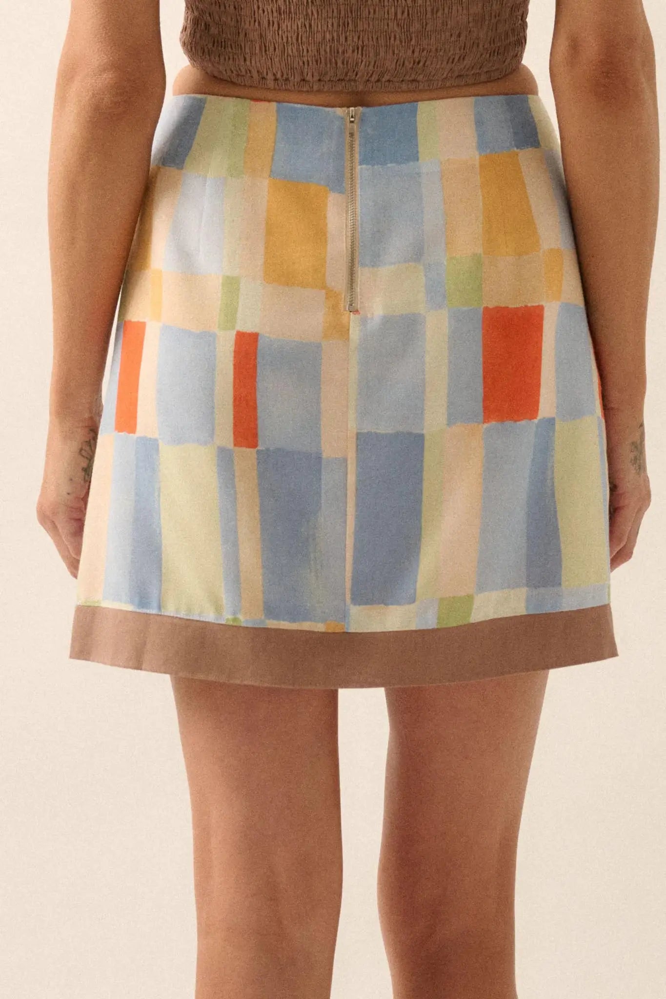 Bright Idea Multicolor Check A-Line Mini Skirt