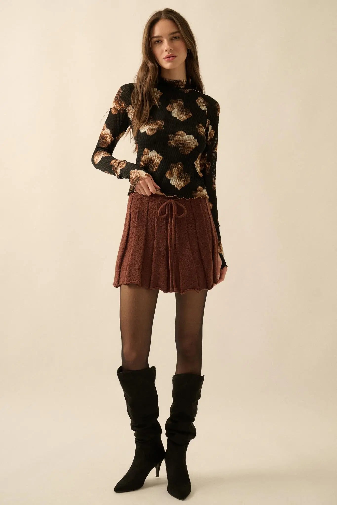 Born Ready Pleated Drawstring Sweater Skirt
