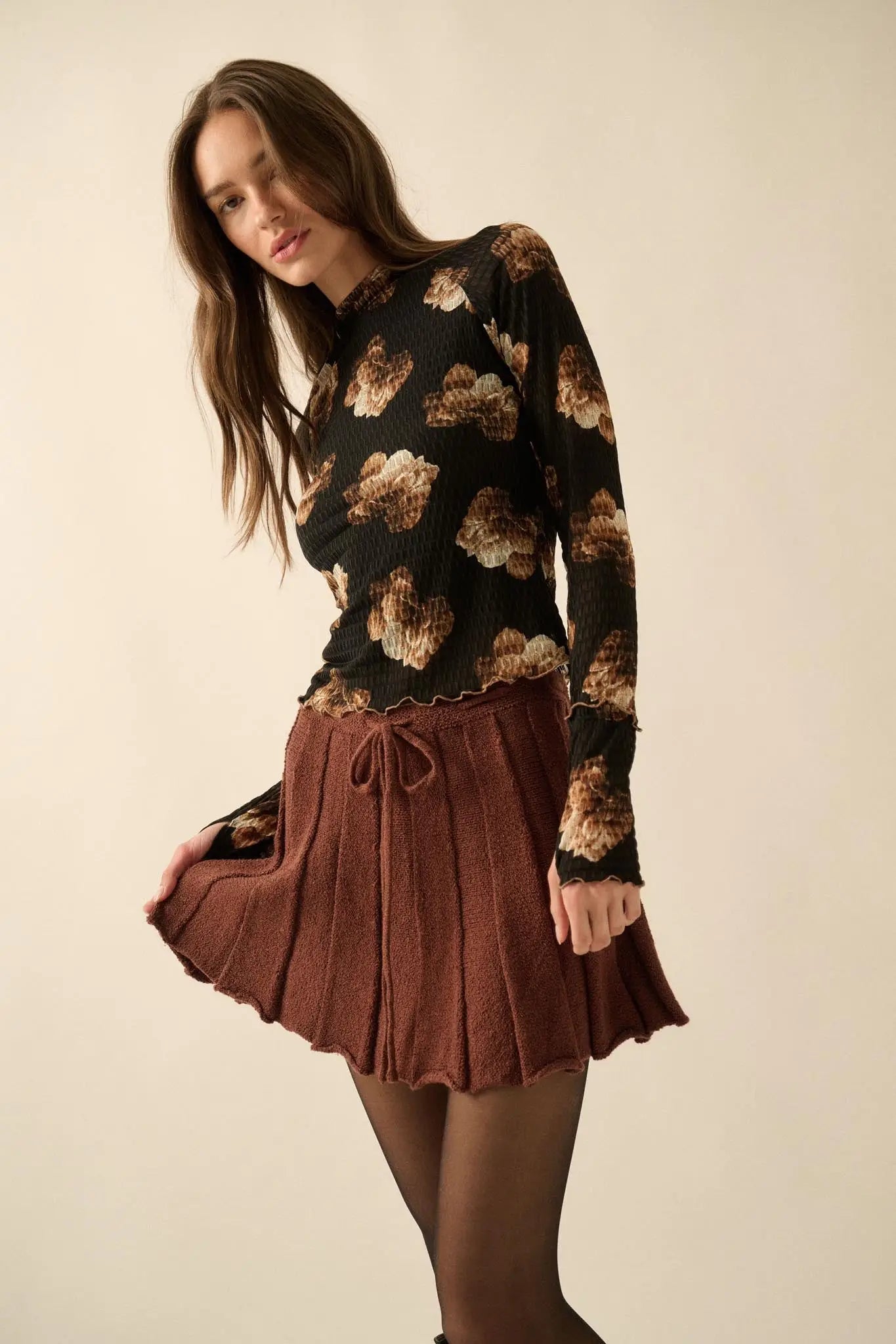 Born Ready Pleated Drawstring Sweater Skirt