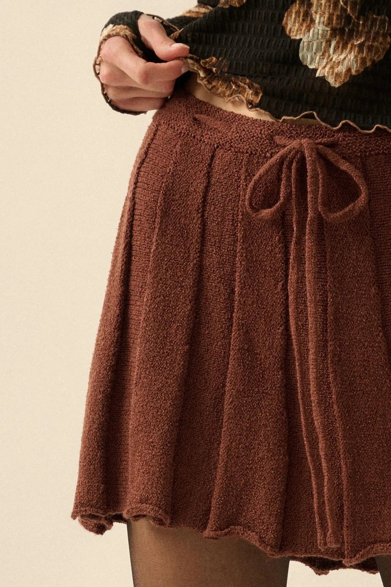 Born Ready Pleated Drawstring Sweater Skirt