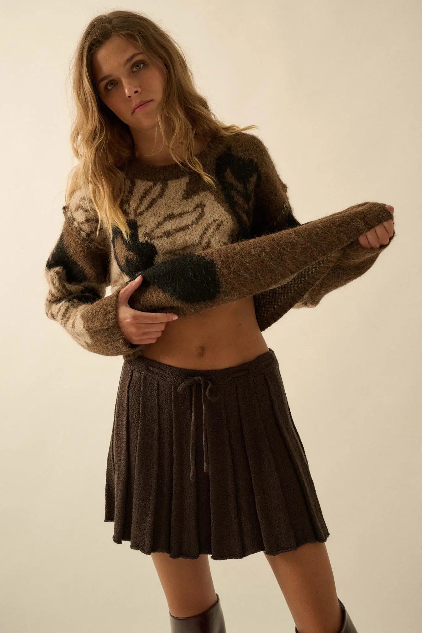 Born Ready Pleated Drawstring Sweater Skirt