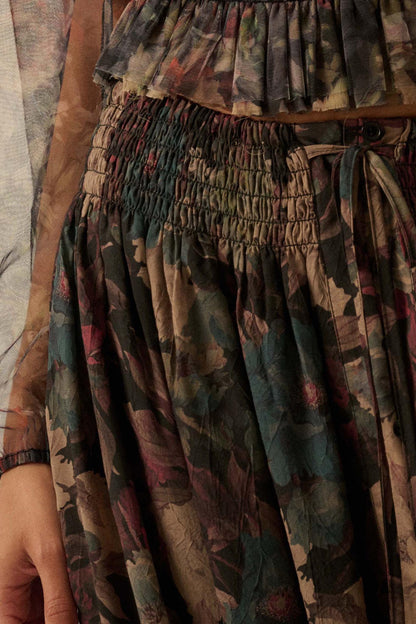 Pretty Potpourri Floral Button-Front Maxi Skirt