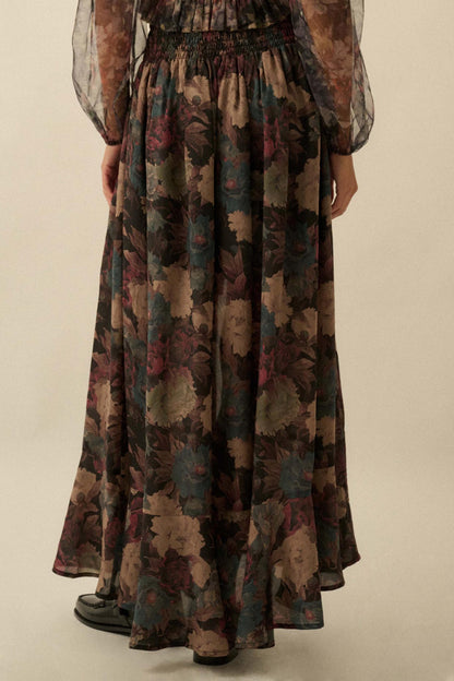 Pretty Potpourri Floral Button-Front Maxi Skirt