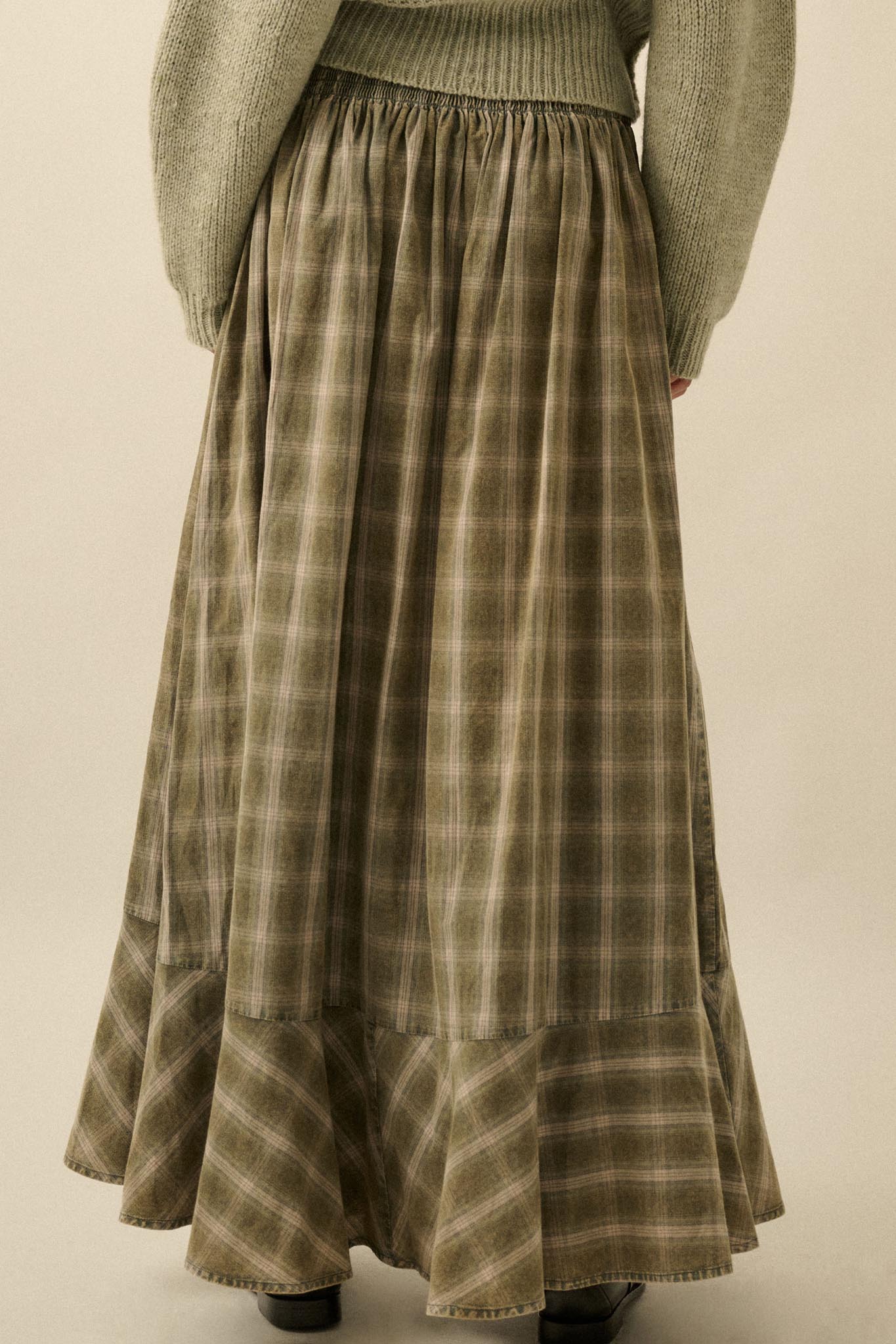 Off the Trail Plaid Flannel Button-Up Maxi Skirt