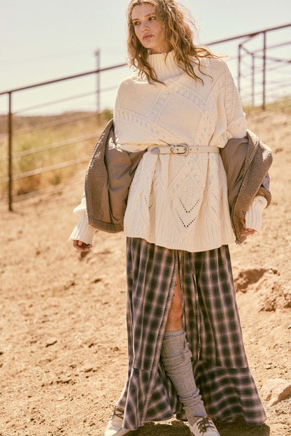 Off the Trail Plaid Flannel Button-Up Maxi Skirt