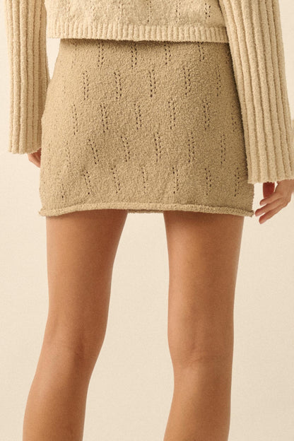 Say Yes Pointelle Drawstring Sweater Mini Skirt