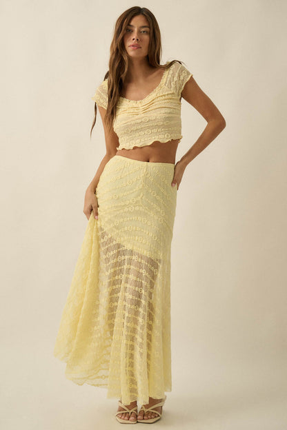 Blossoming Lace Floral Lace Drop-Waist Maxi Skirt