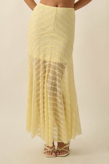 Blossoming Lace Floral Lace Drop-Waist Maxi Skirt