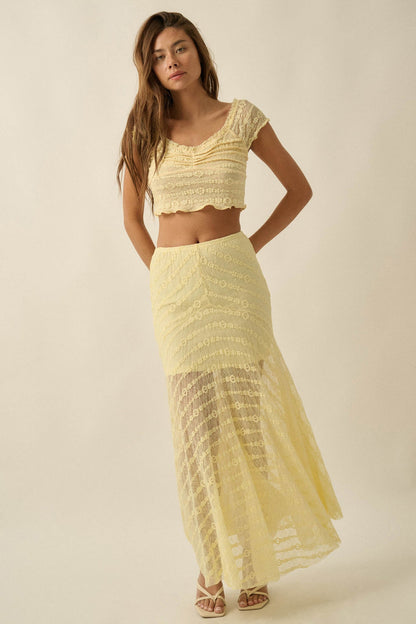 Blossoming Lace Floral Lace Drop-Waist Maxi Skirt