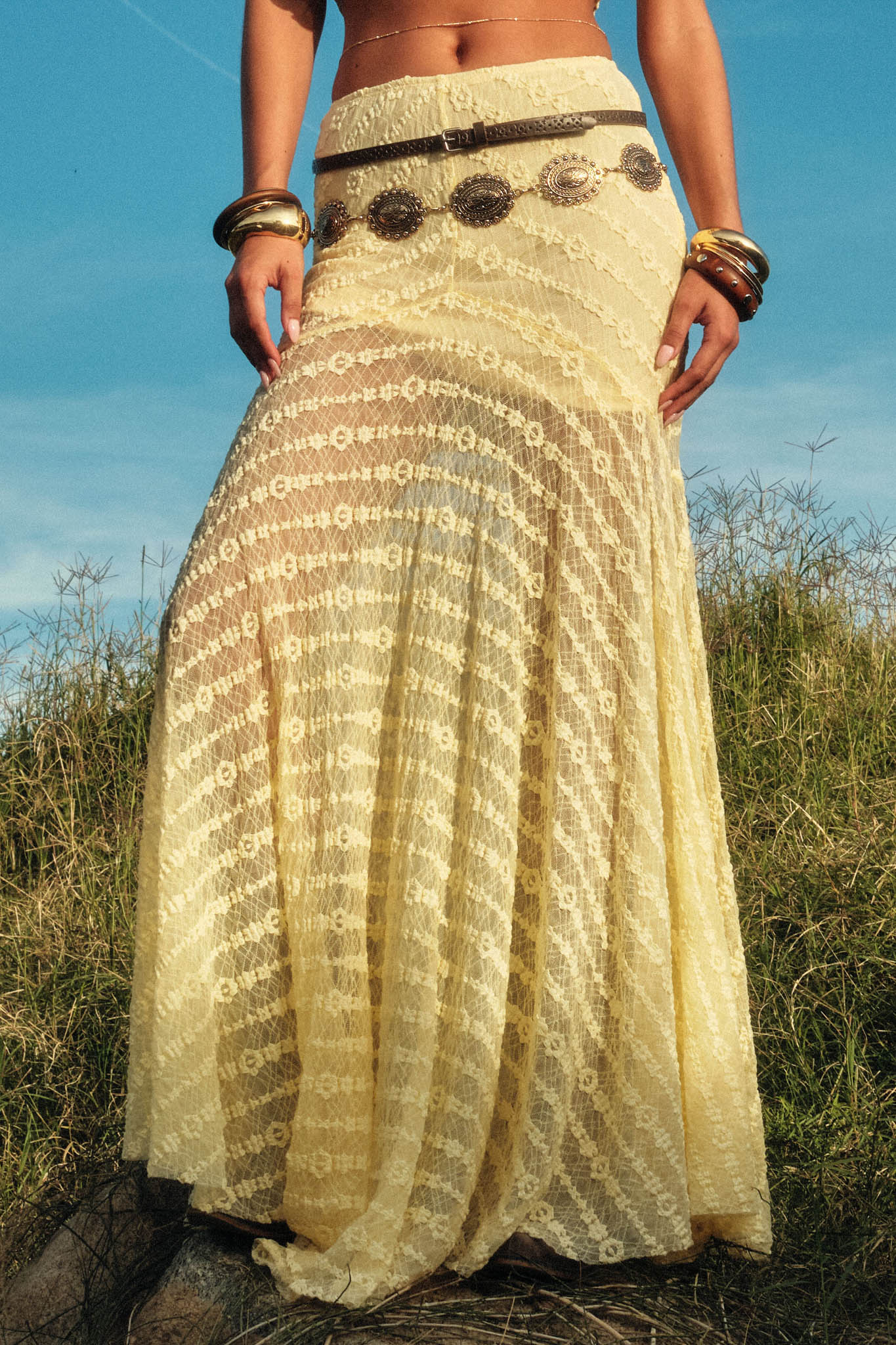 Blossoming Lace Floral Lace Drop-Waist Maxi Skirt