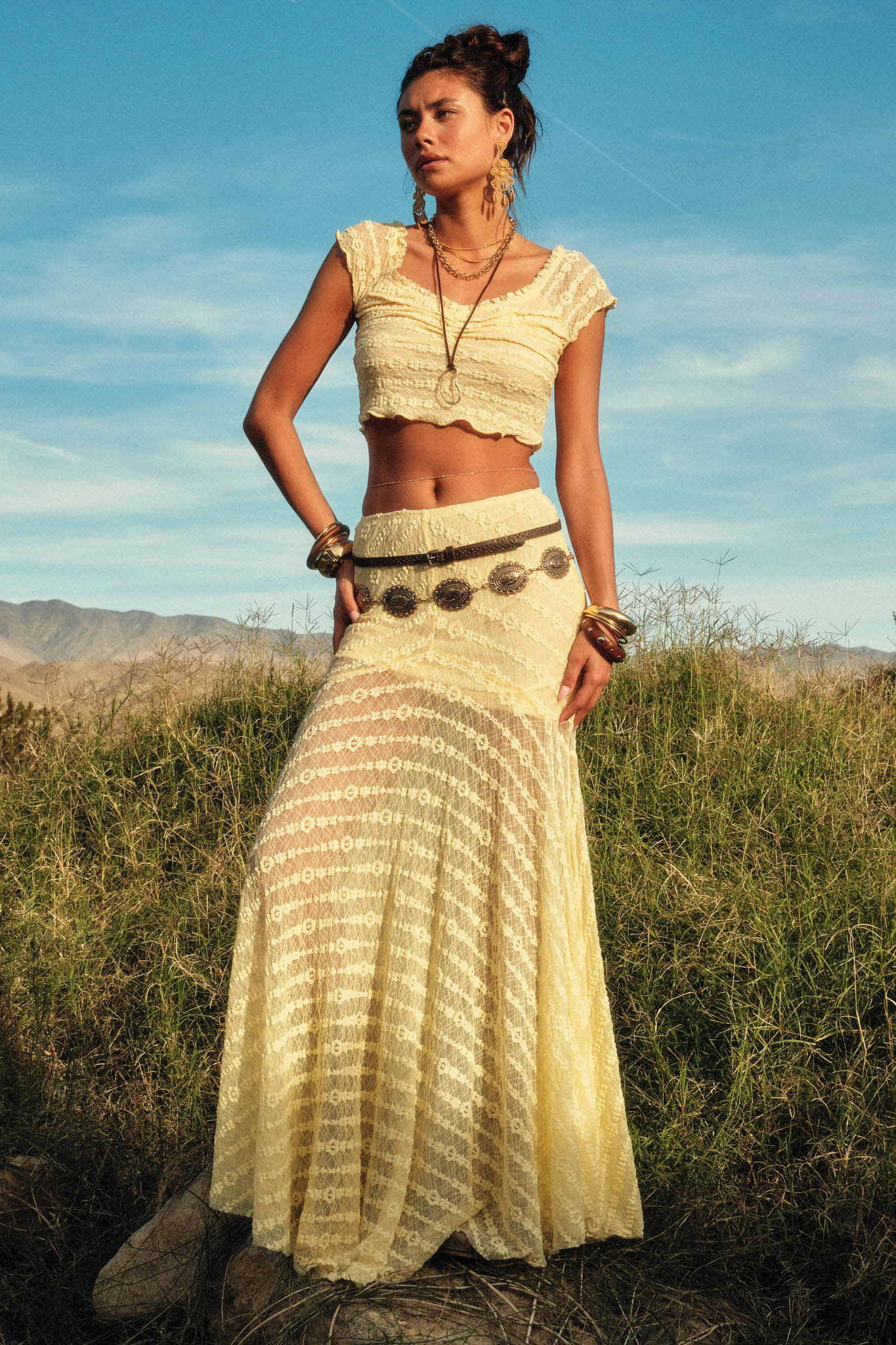 Blossoming Lace Floral Lace Drop-Waist Maxi Skirt