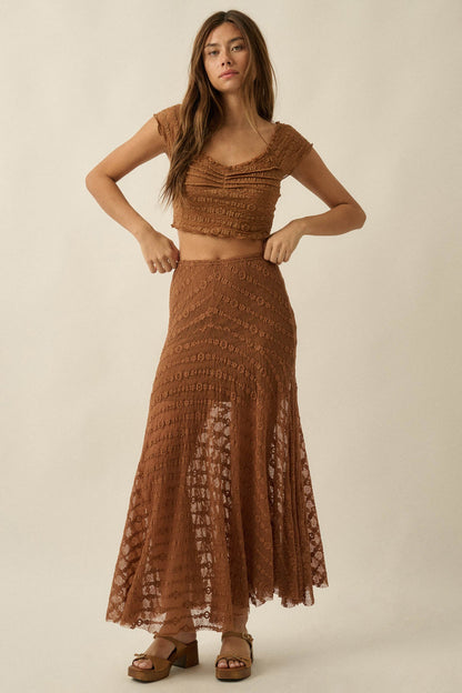 Blossoming Lace Floral Lace Drop-Waist Maxi Skirt