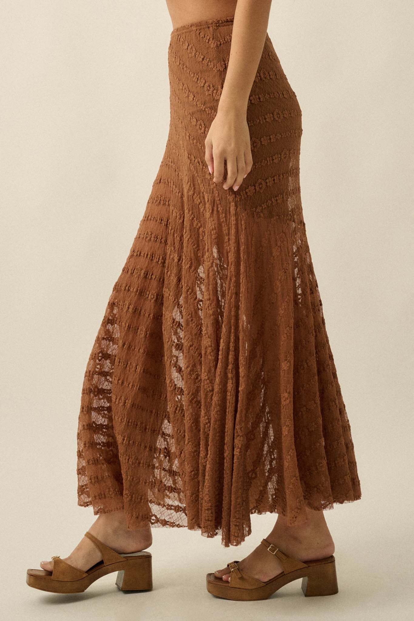 Blossoming Lace Floral Lace Drop-Waist Maxi Skirt