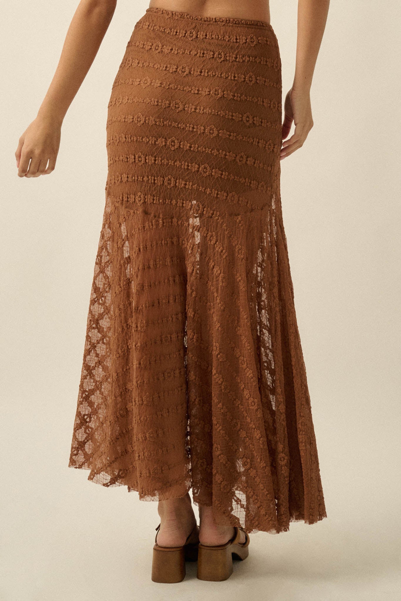 Blossoming Lace Floral Lace Drop-Waist Maxi Skirt