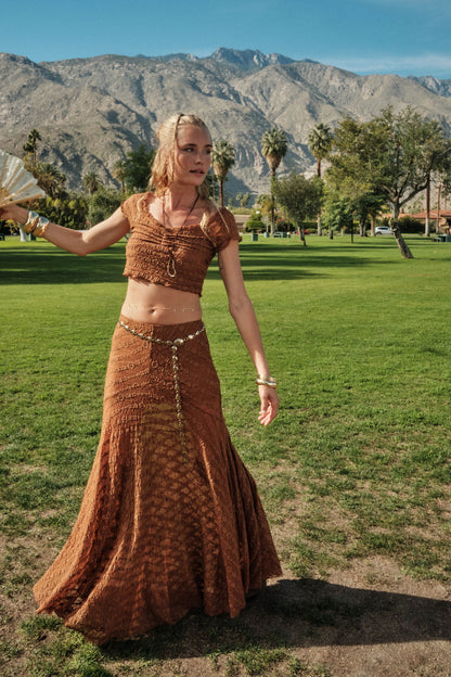 Blossoming Lace Floral Lace Drop-Waist Maxi Skirt