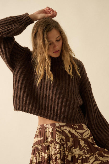 Call Me Cozy Chunky Ribbed Knit Mock Neck Sweater