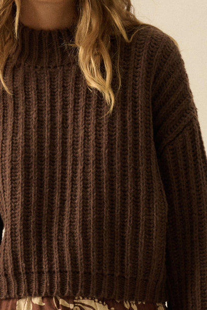 Call Me Cozy Chunky Ribbed Knit Mock Neck Sweater