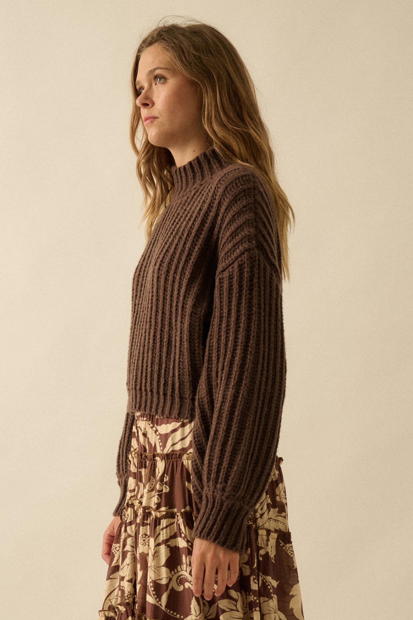 Call Me Cozy Chunky Ribbed Knit Mock Neck Sweater