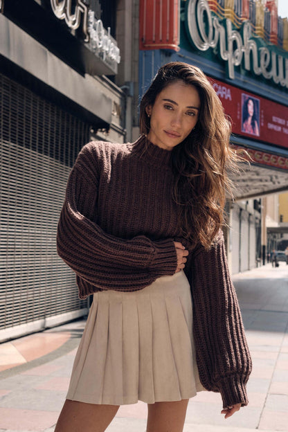 Call Me Cozy Chunky Ribbed Knit Mock Neck Sweater