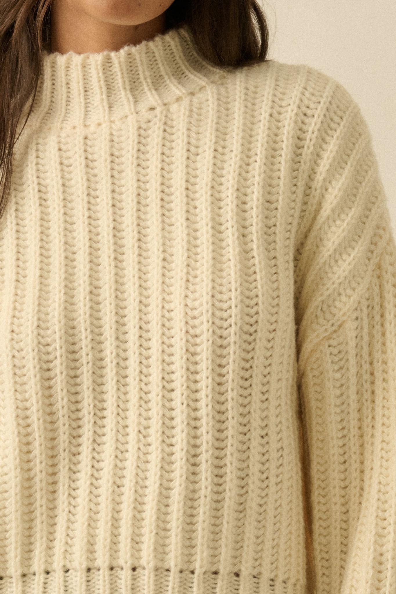 Call Me Cozy Chunky Ribbed Knit Mock Neck Sweater