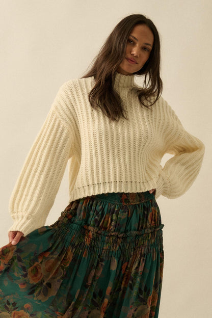 Call Me Cozy Chunky Ribbed Knit Mock Neck Sweater