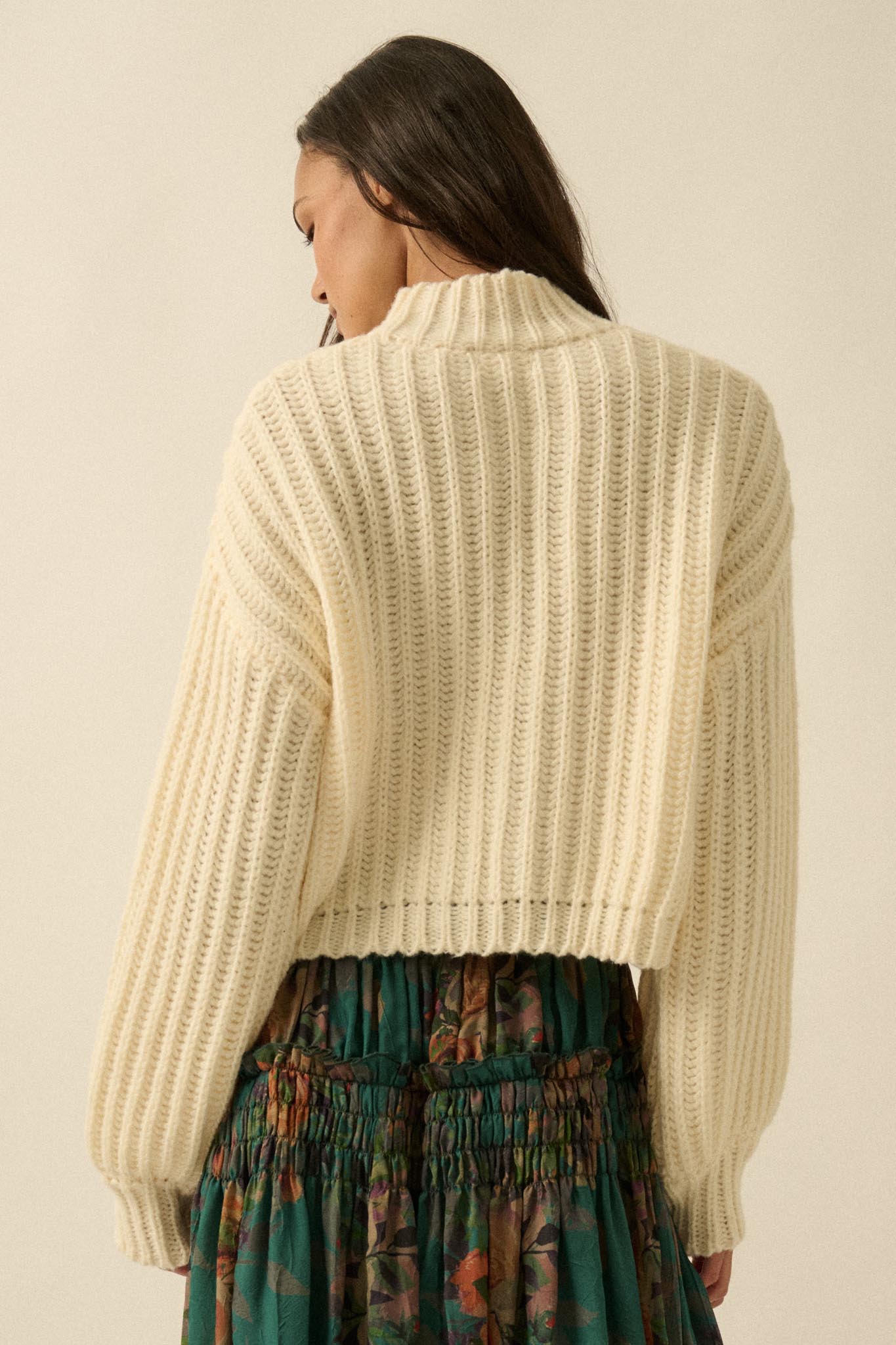 Call Me Cozy Chunky Ribbed Knit Mock Neck Sweater