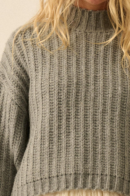Call Me Cozy Chunky Ribbed Knit Mock Neck Sweater