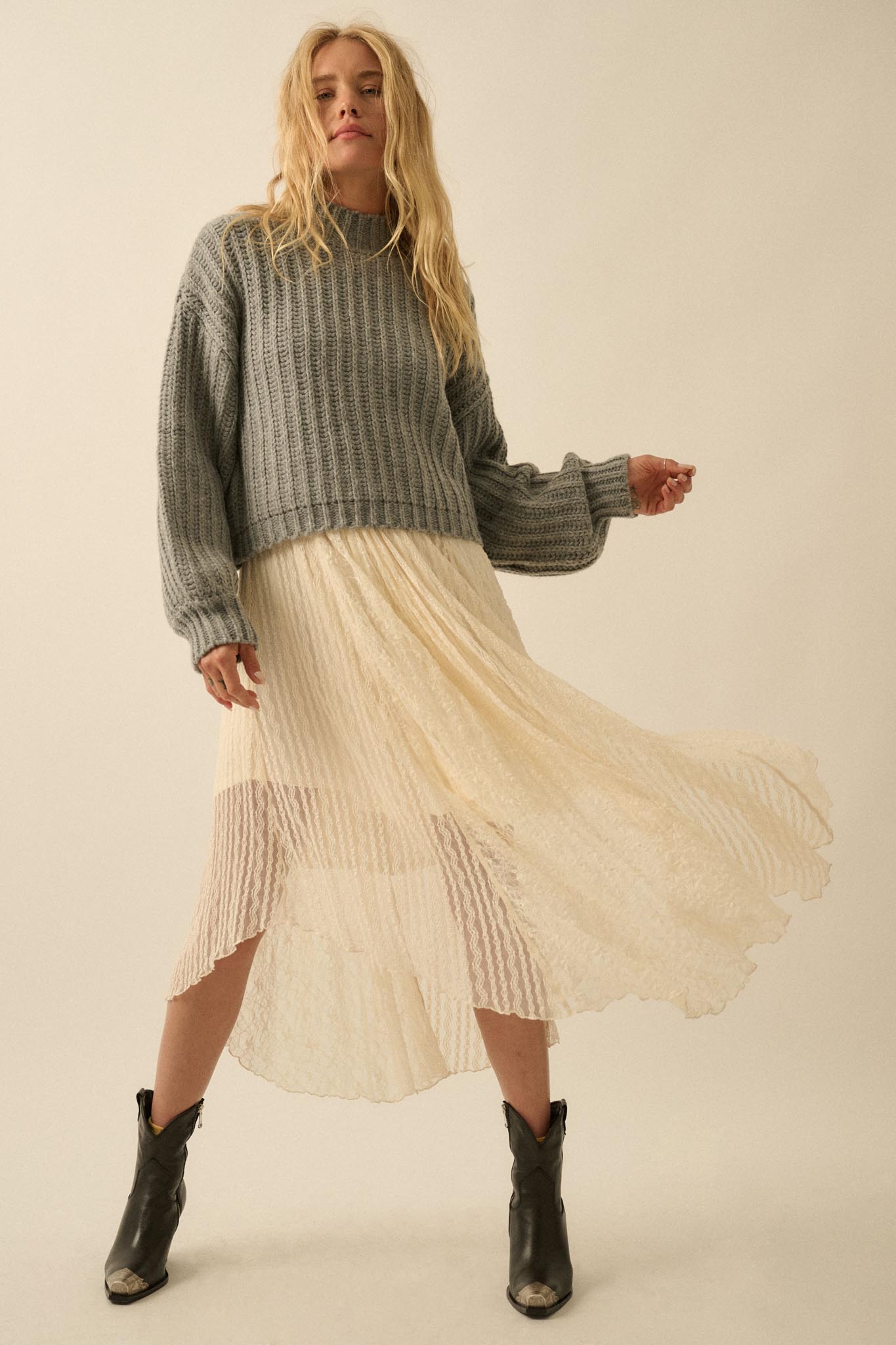 Call Me Cozy Chunky Ribbed Knit Mock Neck Sweater