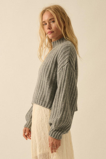 Call Me Cozy Chunky Ribbed Knit Mock Neck Sweater